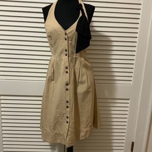 Anthropologie Khaki Dress With Bow